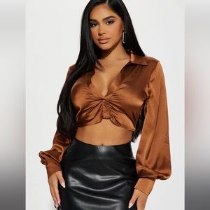 Brown silk top